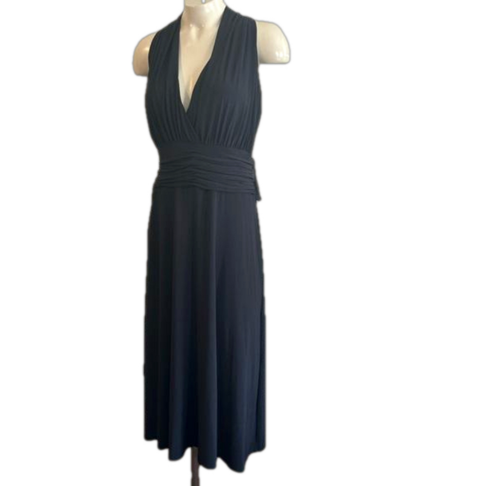 Jones New York Black v-neck empire waist Midi dress SZ 16 NWT